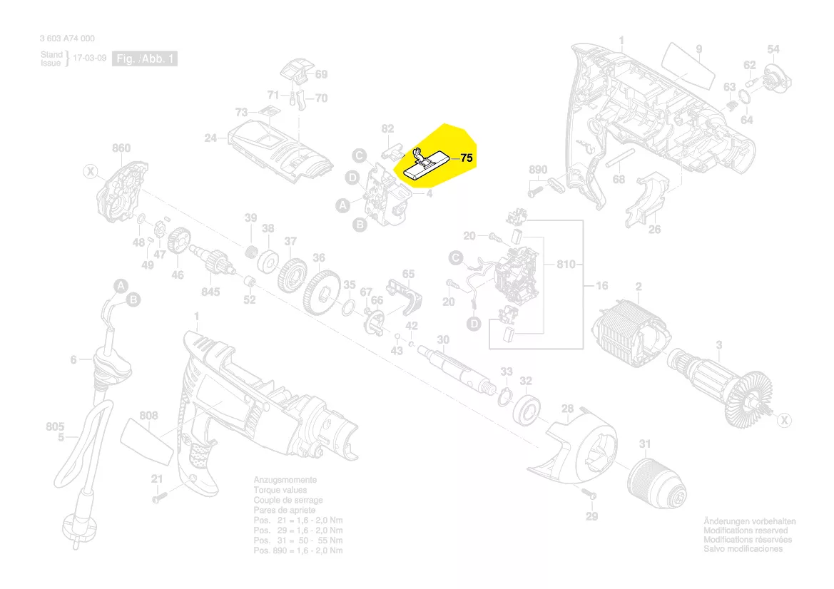 Curseur de commande inverseur réf. 1 600 A00 92H BOSCH